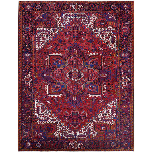 Heriz Wool Hand Knotted Rug Red Blue 9.11X12.9 -O0110