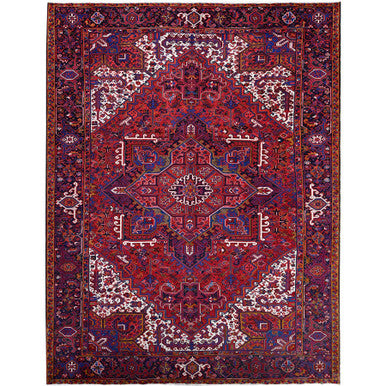 Heriz Wool Hand Knotted Rug Red Blue 9.11X12.9 -O0110