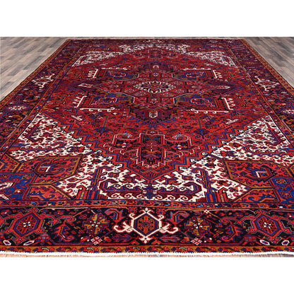 Heriz Wool Hand Knotted Rug Red Blue 9.11X12.9 -O0110