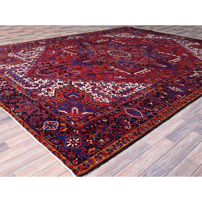 Heriz Wool Hand Knotted Rug Red Blue 9.11X12.9 -O0110
