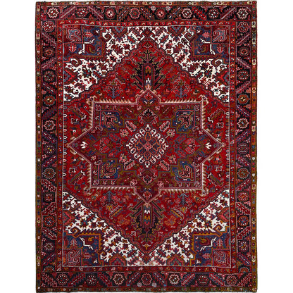 Heriz Wool Hand Knotted Rug Red Black 8.7X11.1 -O0111