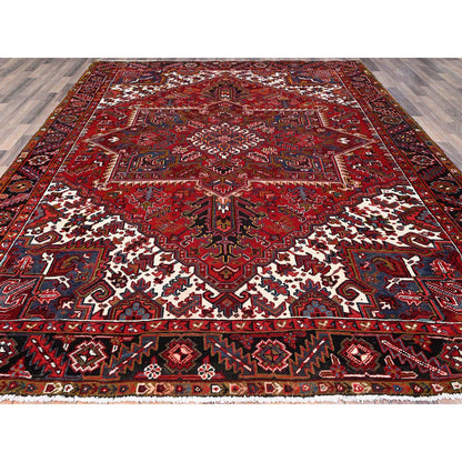 Heriz Wool Hand Knotted Rug Red Black 8.7X11.1 -O0111