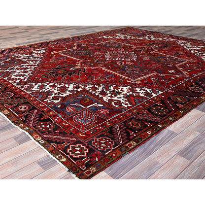 Heriz Wool Hand Knotted Rug Red Black 8.7X11.1 -O0111