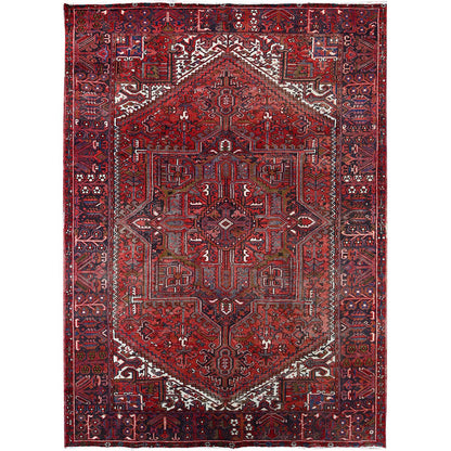 Heriz Wool Hand Knotted Rug Red Blue 7.10X11.4 -O0113