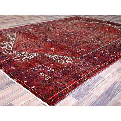 Heriz Wool Hand Knotted Rug Red Blue 7.10X11.4 -O0113