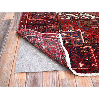 Heriz Wool Hand Knotted Rug Red Blue 7.10X11.4 -O0113