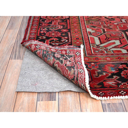 Heriz Wool Hand Knotted Rug Red Black 9.11X12.8 -O0114