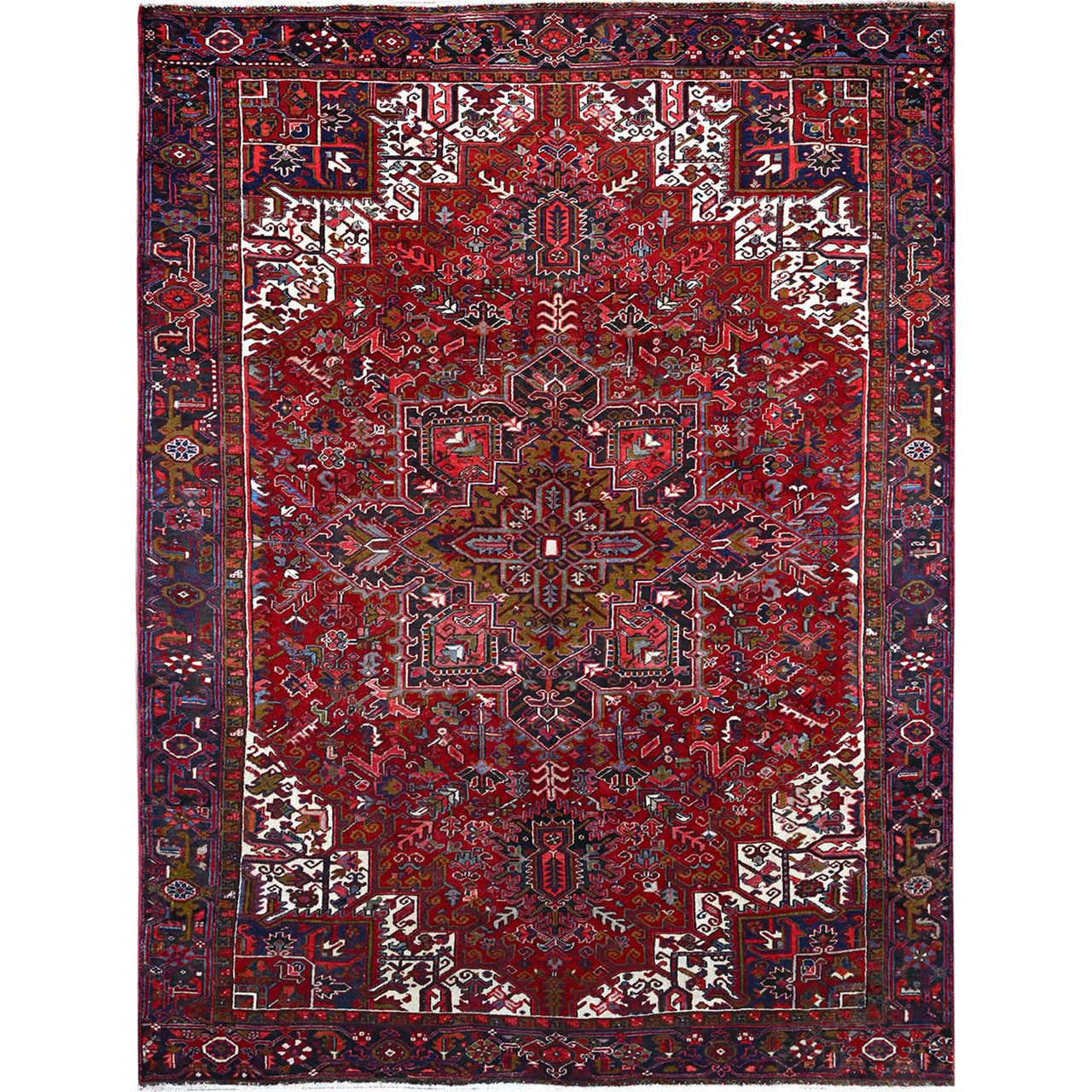 Red 9'1" x 12'4" Heriz Hand knotted Wool Rug - Sku: O0115