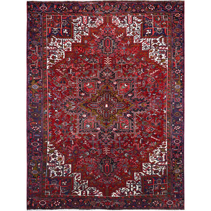 Heriz Wool Hand Knotted Rug Red Blue 9.1X12.4 -O0115