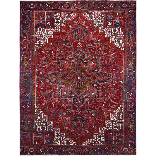 Heriz Wool Hand Knotted Rug Red Blue 9.1X12.4 -O0115