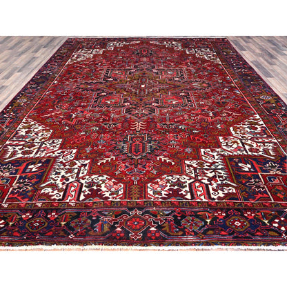 Heriz Wool Hand Knotted Rug Red Blue 9.1X12.4 -O0115