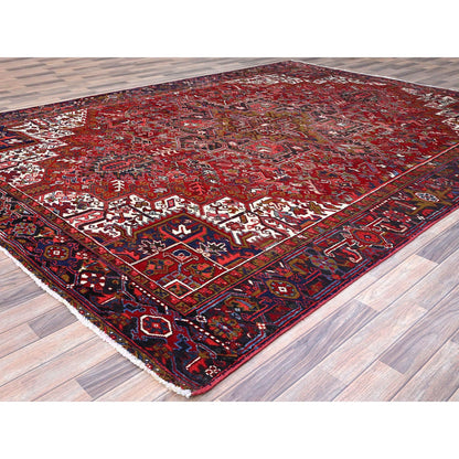 Heriz Wool Hand Knotted Rug Red Blue 9.1X12.4 -O0115