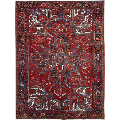 Heriz Wool Hand Knotted Rug Red Black 8.2X10.10 -O0116