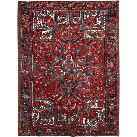 Heriz Wool Hand Knotted Rug Red Black 8.2X10.10 -O0116