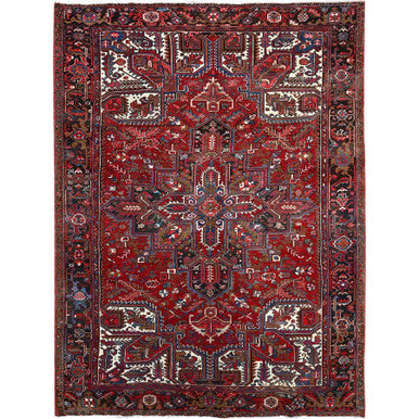 Heriz Wool Hand Knotted Rug Red Black 8.2X10.10 -O0116
