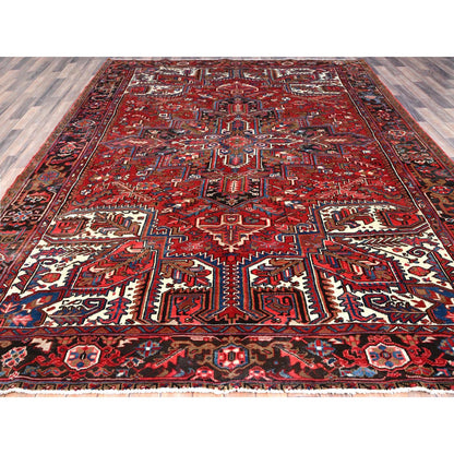 Heriz Wool Hand Knotted Rug Red Black 8.2X10.10 -O0116