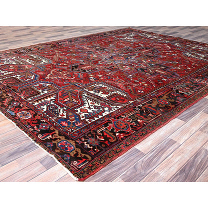 Heriz Wool Hand Knotted Rug Red Black 8.2X10.10 -O0116