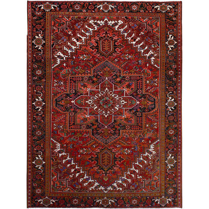 Heriz Wool Hand Knotted Rug Red Black 10.0X12.9 -O0117