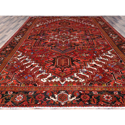 Heriz Wool Hand Knotted Rug Red Black 10.0X12.9 -O0117
