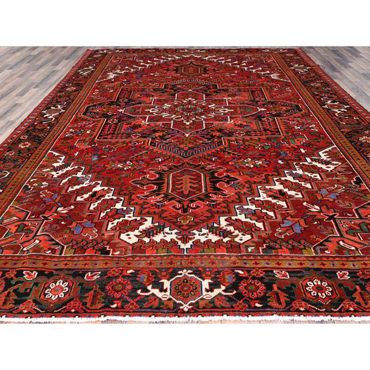 Heriz Wool Hand Knotted Rug Red Black 10.0X12.9 -O0117