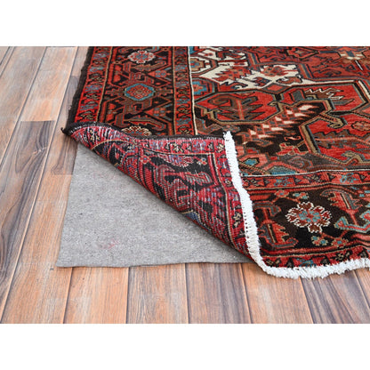 Heriz Wool Hand Knotted Rug Red Black 7.10X10.7 -O0118