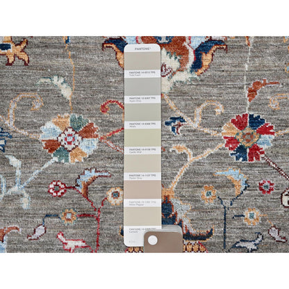 Tribal & Geometric Wool Hand Knotted Rug Grey 14.10x20.8 -O0122