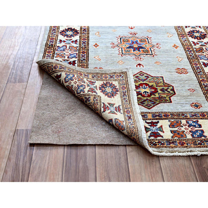 Kazak Wool Hand Knotted Rug Grey Ivory 2.11X22.7 -O0126