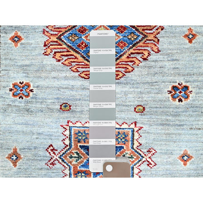 Kazak Wool Hand Knotted Rug Grey Ivory 2.11X22.7 -O0126