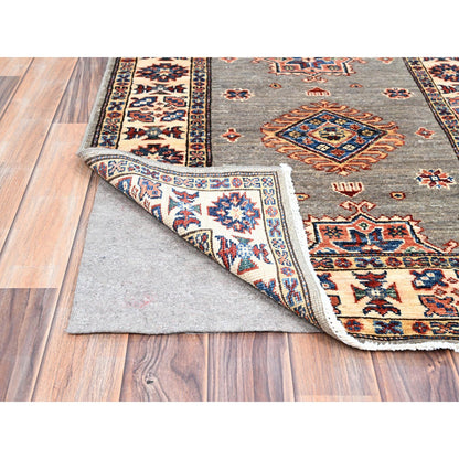 Kazak Wool Hand Knotted Rug Grey Ivory 2.8X15.5 -O0127