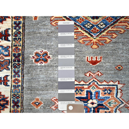 Kazak Wool Hand Knotted Rug Grey Ivory 2.8X15.5 -O0127
