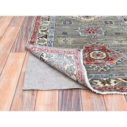Kazak Wool Hand Knotted Rug Grey Ivory 2.9X13.1 -O0128