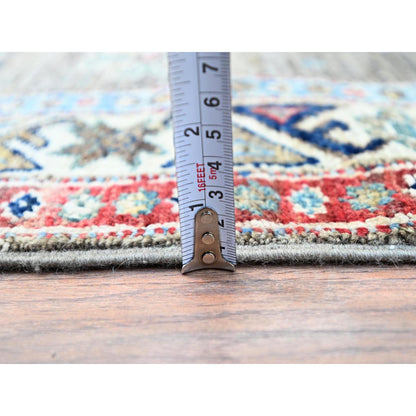 Kazak Wool Hand Knotted Rug Grey Ivory 2.9X13.1 -O0128