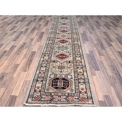 Kazak Wool Hand Knotted Rug Grey Grey 2.8X11.9 -O0129