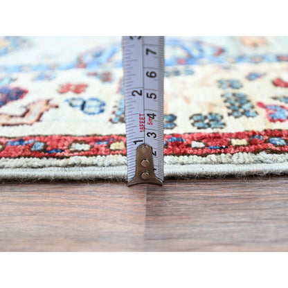 Kazak Wool Hand Knotted Rug Grey Beige 2.8X13.1 -O0130