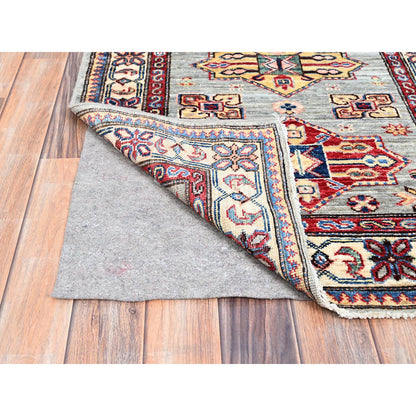 Kazak Wool Hand Knotted Rug Grey Ivory 2.9X11.8 -O0131