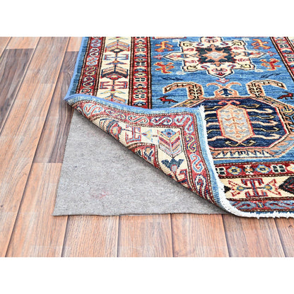Kazak Wool Hand Knotted Rug Blue Beige 2.8X11.8 -O0132