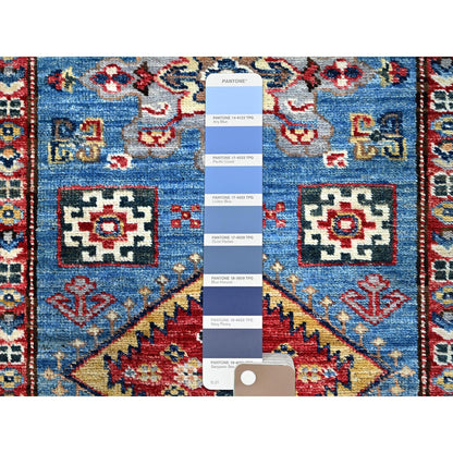Kazak Wool Hand Knotted Rug Blue Beige 2.8X11.8 -O0132