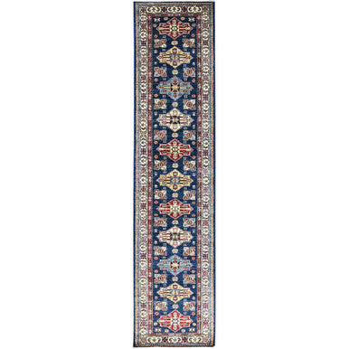 Kazak Wool Hand Knotted Rug Blue Beige 2.8X11.9 -O0133