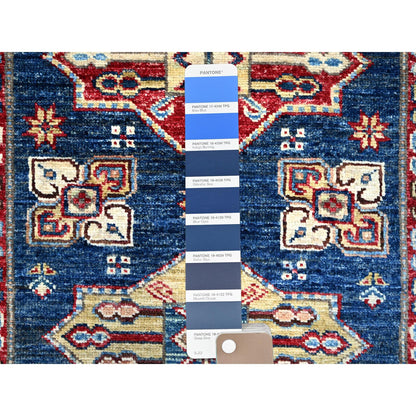 Kazak Wool Hand Knotted Rug Blue Beige 2.8X11.9 -O0133