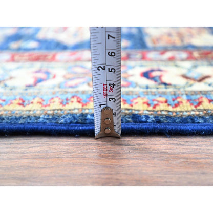 Kazak Wool Hand Knotted Rug Blue Beige 2.8X11.9 -O0133