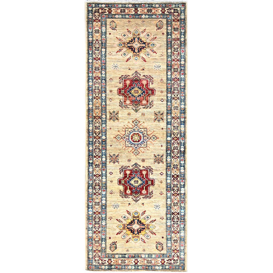 Kazak Wool Hand Knotted Rug Beige Beige 2.8X6.11 -O0134