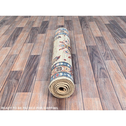 Kazak Wool Hand Knotted Rug Beige Beige 2.8X6.11 -O0134