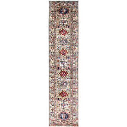 Kazak Wool Hand Knotted Rug Grey Grey 2.9X11.7 -O0135
