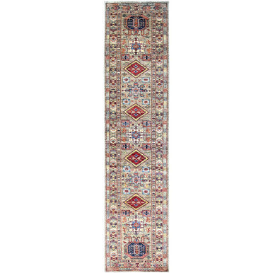 Kazak Wool Hand Knotted Rug Grey Grey 2.9X11.7 -O0135
