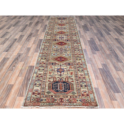 Kazak Wool Hand Knotted Rug Grey Grey 2.9X11.7 -O0135