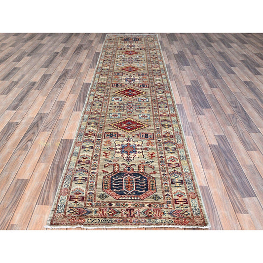 Kazak Wool Hand Knotted Rug Grey Grey 2.9X11.7 -O0135