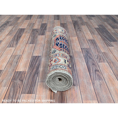 Kazak Wool Hand Knotted Rug Grey Grey 2.9X11.7 -O0135