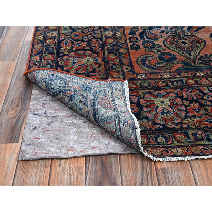 Antique Wool Hand Knotted Rug Red 8.8x11.6 -O01367