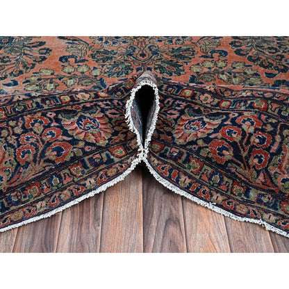 Antique Wool Hand Knotted Rug Red 8.8x11.6 -O01367