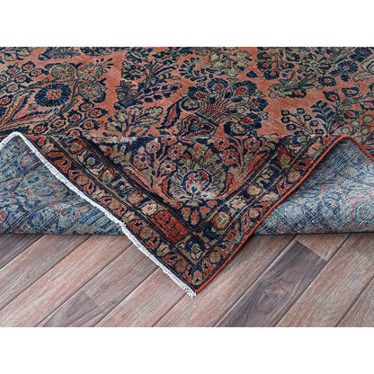 Antique Wool Hand Knotted Rug Red 8.8x11.6 -O01367